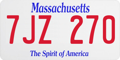 MA license plate 7JZ270