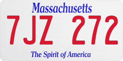 MA license plate 7JZ272