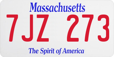 MA license plate 7JZ273