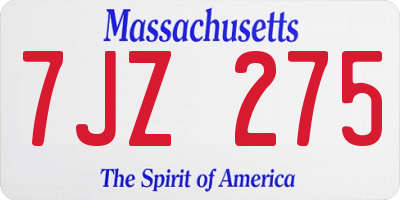 MA license plate 7JZ275