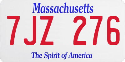 MA license plate 7JZ276
