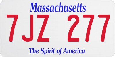 MA license plate 7JZ277