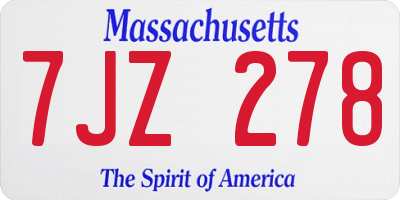 MA license plate 7JZ278