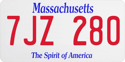 MA license plate 7JZ280