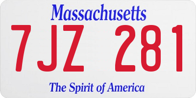 MA license plate 7JZ281