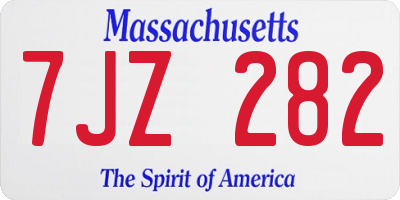 MA license plate 7JZ282