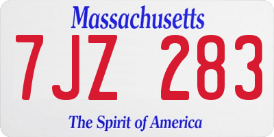 MA license plate 7JZ283