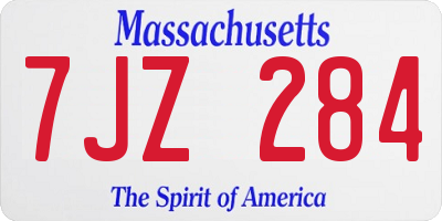 MA license plate 7JZ284