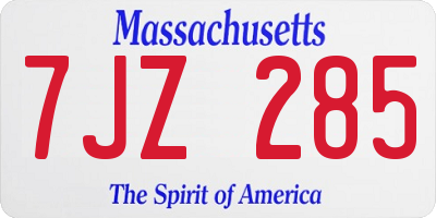 MA license plate 7JZ285