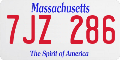 MA license plate 7JZ286