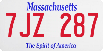 MA license plate 7JZ287