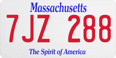 MA license plate 7JZ288
