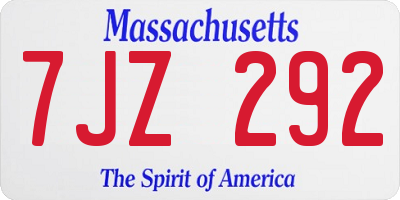 MA license plate 7JZ292