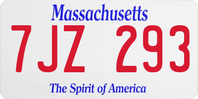 MA license plate 7JZ293