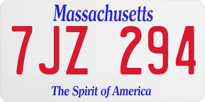 MA license plate 7JZ294
