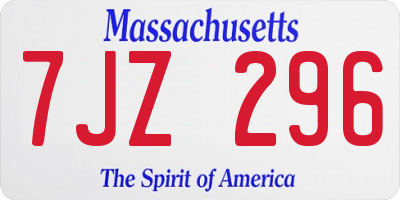 MA license plate 7JZ296