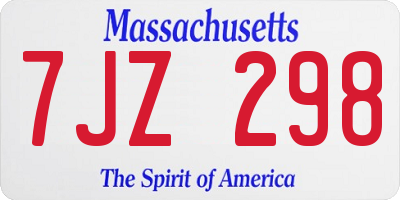 MA license plate 7JZ298