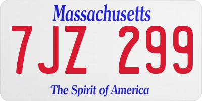 MA license plate 7JZ299