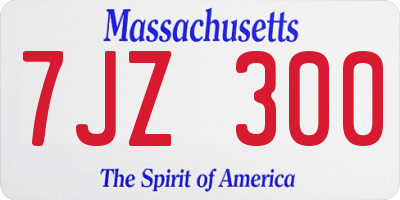 MA license plate 7JZ300