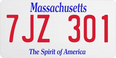 MA license plate 7JZ301