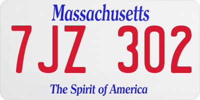 MA license plate 7JZ302