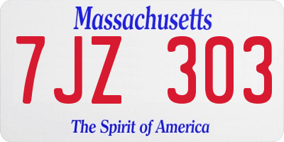 MA license plate 7JZ303