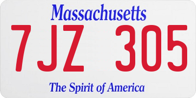MA license plate 7JZ305