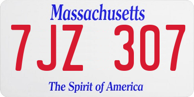 MA license plate 7JZ307