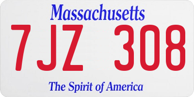 MA license plate 7JZ308
