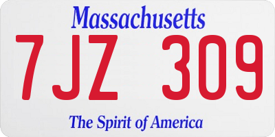 MA license plate 7JZ309