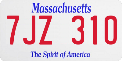 MA license plate 7JZ310