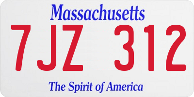 MA license plate 7JZ312