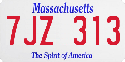 MA license plate 7JZ313
