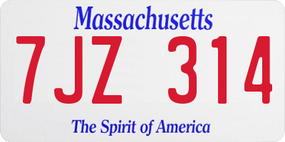 MA license plate 7JZ314