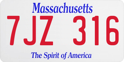 MA license plate 7JZ316