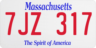 MA license plate 7JZ317