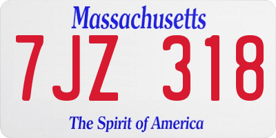 MA license plate 7JZ318