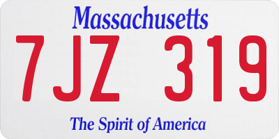 MA license plate 7JZ319