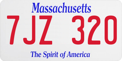 MA license plate 7JZ320