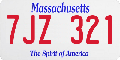 MA license plate 7JZ321