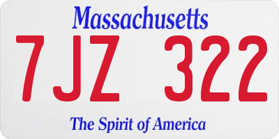 MA license plate 7JZ322
