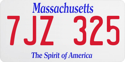 MA license plate 7JZ325