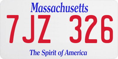 MA license plate 7JZ326