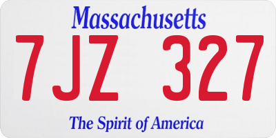 MA license plate 7JZ327