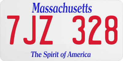 MA license plate 7JZ328