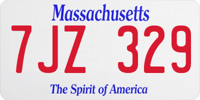 MA license plate 7JZ329