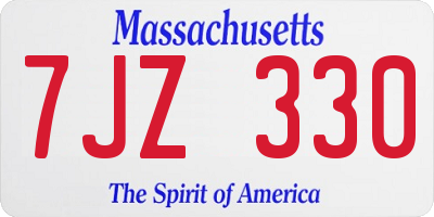 MA license plate 7JZ330