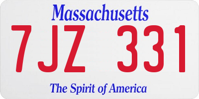 MA license plate 7JZ331