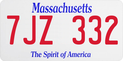 MA license plate 7JZ332