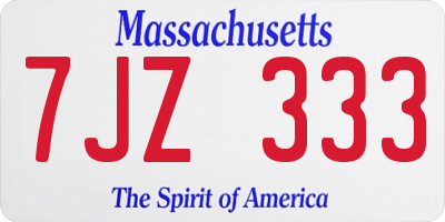 MA license plate 7JZ333